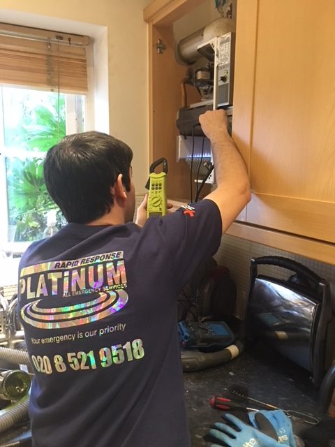 Gas Safe Plumbing & Heating Engineer carrying out a full boiler service in Walthamstow