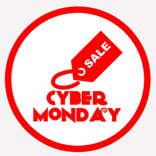 Red circle with Cyber Monday discount sale sign inside