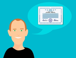 Man standing with insurance certificate for a plumber